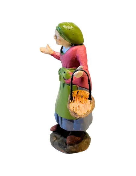 10 cm Terracotta Elderly Woman with Basket