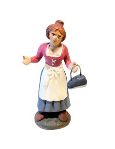 Donna con ferro da stiro in terracotta 10 cm