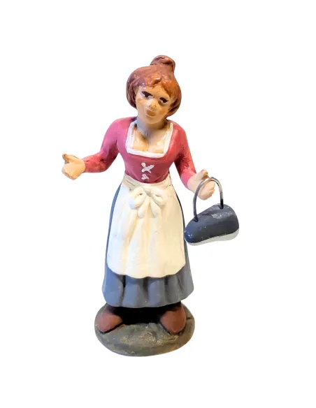 Donna con ferro da stiro in terracotta 10 cm