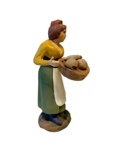 Donna con cesto pane in terracotta 10 cm 2
