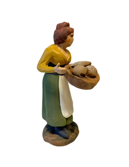 10 cm Terracotta Woman with Basket of Bread