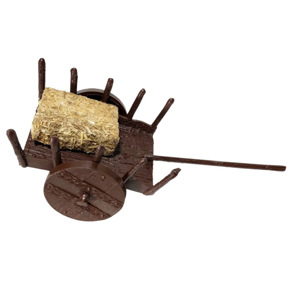 PVC Cart with Straw Bale for 8–10 cm Nativity Figures