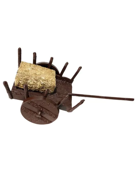 Carretto in pvc con balla di paglia per statue da 8-10 cm