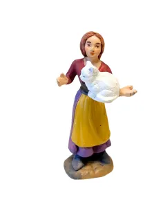 10 cm Terracotta Woman with Cat