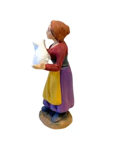 Donna con gatto in terracotta 10 cm 2