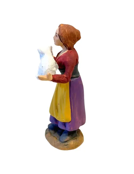 10 cm Terracotta Woman with Cat
