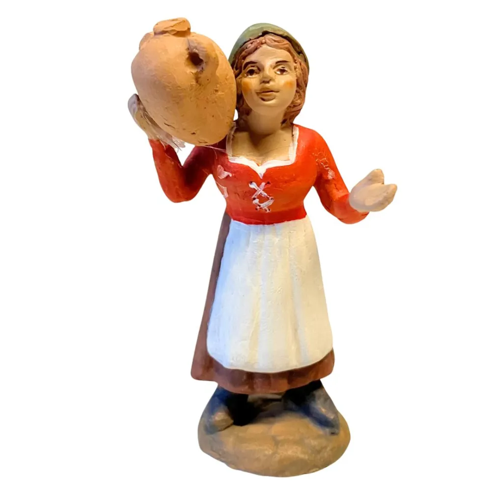 10 cm Terracotta Woman with Amphora