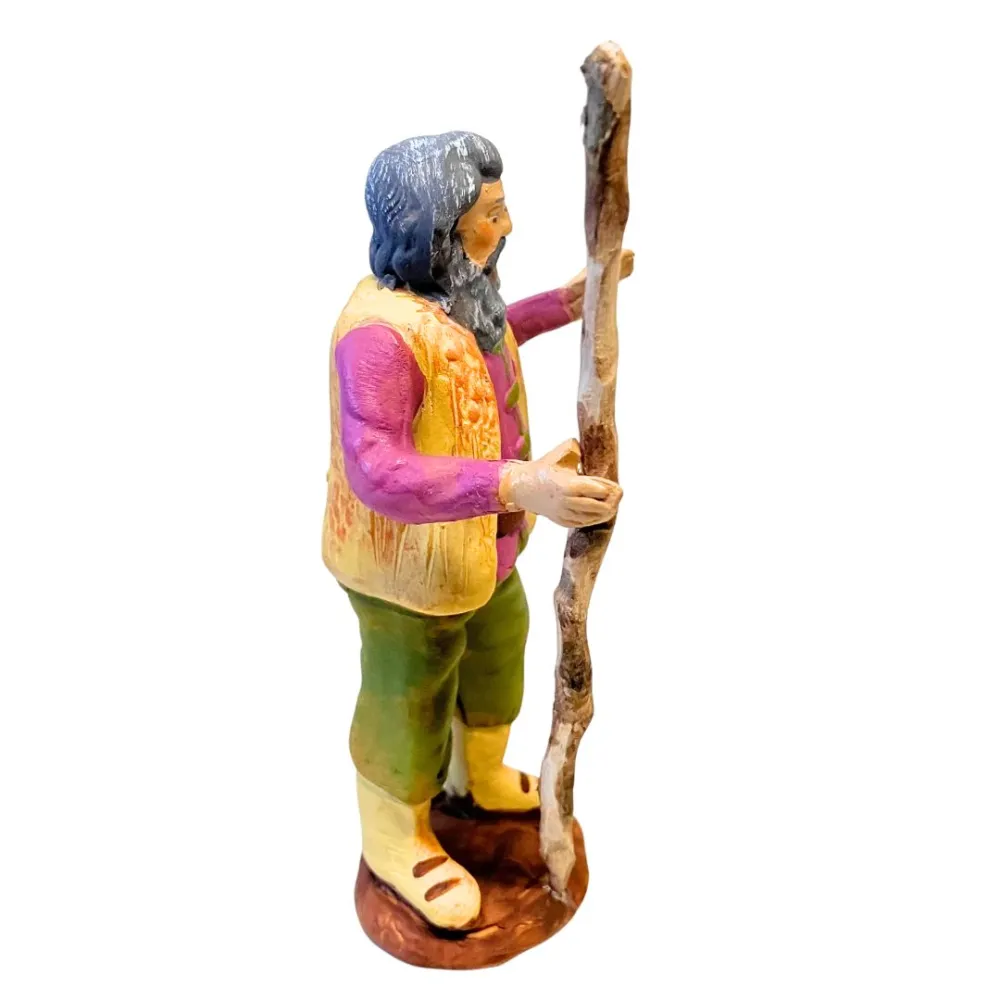 10 cm Terracotta Shepherd with Staff