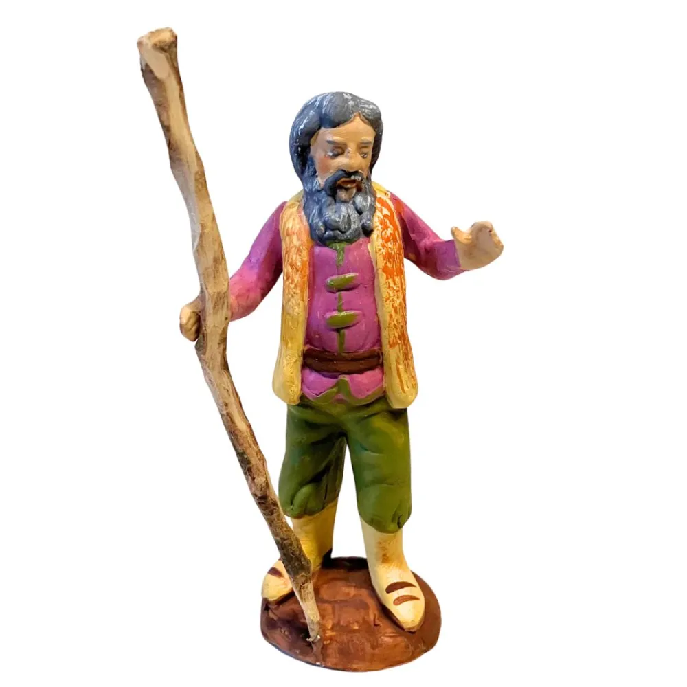 10 cm Terracotta Shepherd with Staff