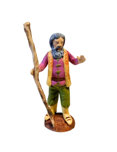 10 cm Terracotta Shepherd with Staff