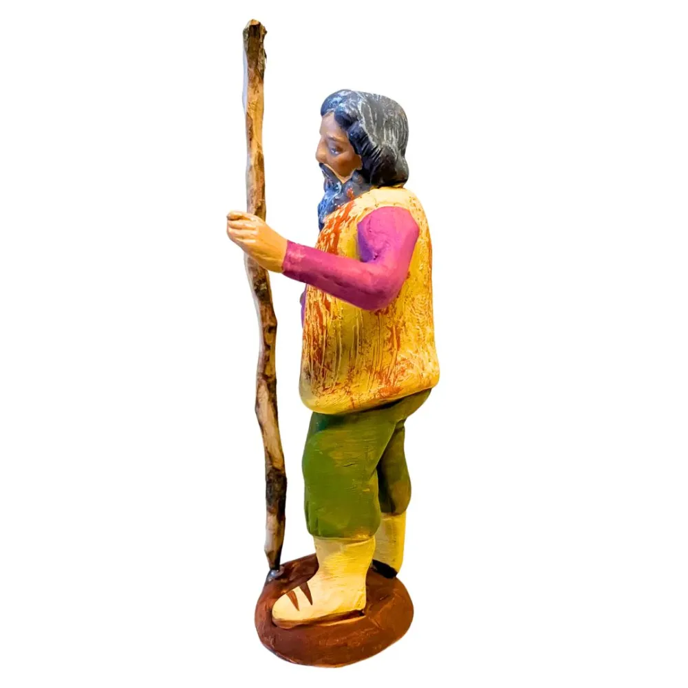 10 cm Terracotta Shepherd with Staff