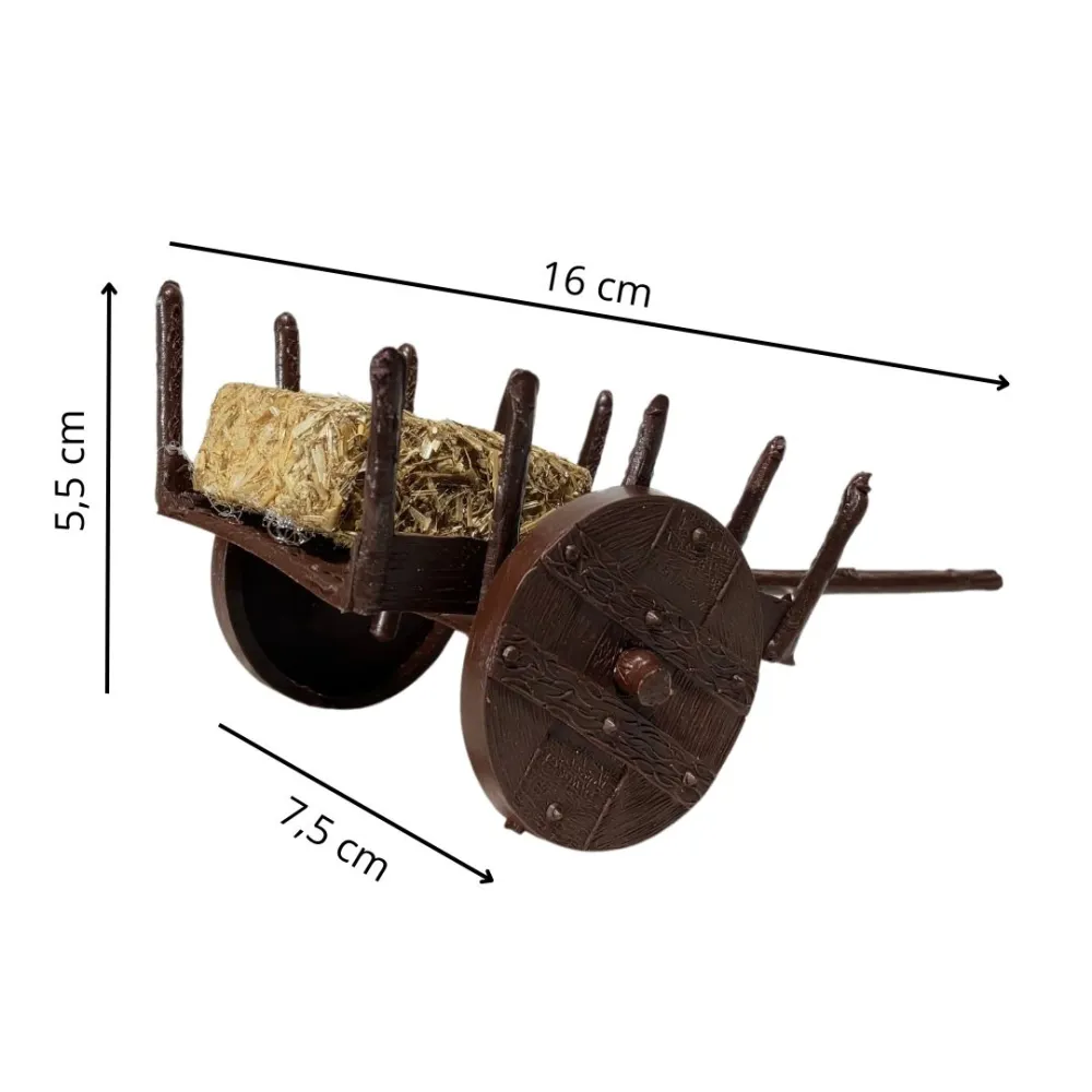 PVC Cart with Straw Bale for 8–10 cm Nativity Figures