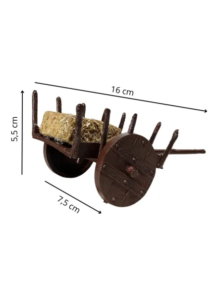 PVC Cart with Straw Bale for 8–10 cm Nativity Figures