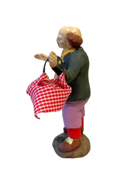 Uomo con cesta in terracotta 10 cm
