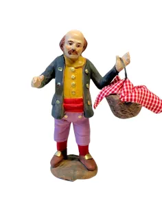 Uomo con cesta in terracotta 10 cm