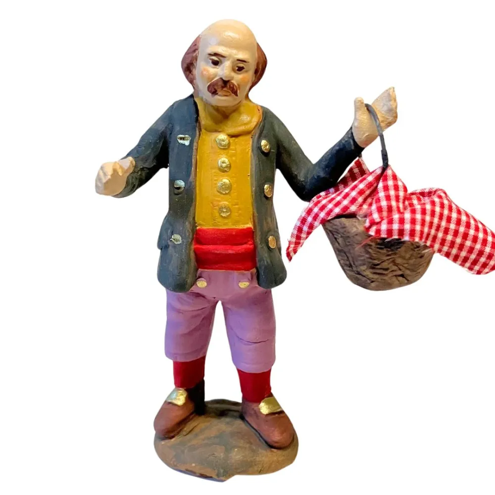 10 cm Terracotta Man with Basket