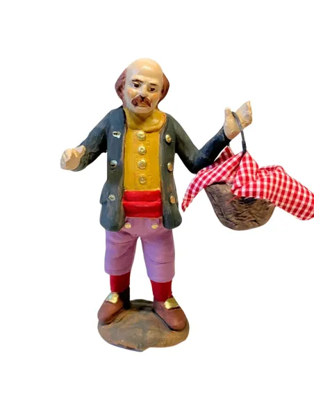 10 cm Terracotta Man with Basket
