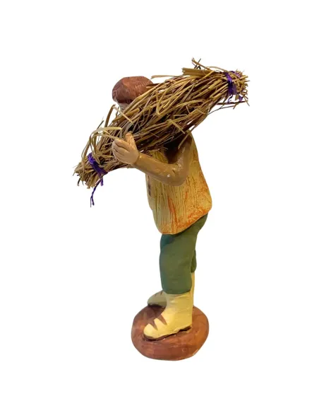 10 cm Terracotta Young Man Carrying a Bundle of Hay