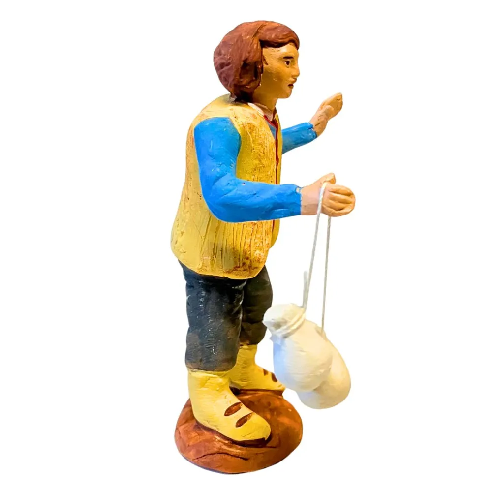 10 cm Terracotta Young Man with Caciocavallo Cheeses
