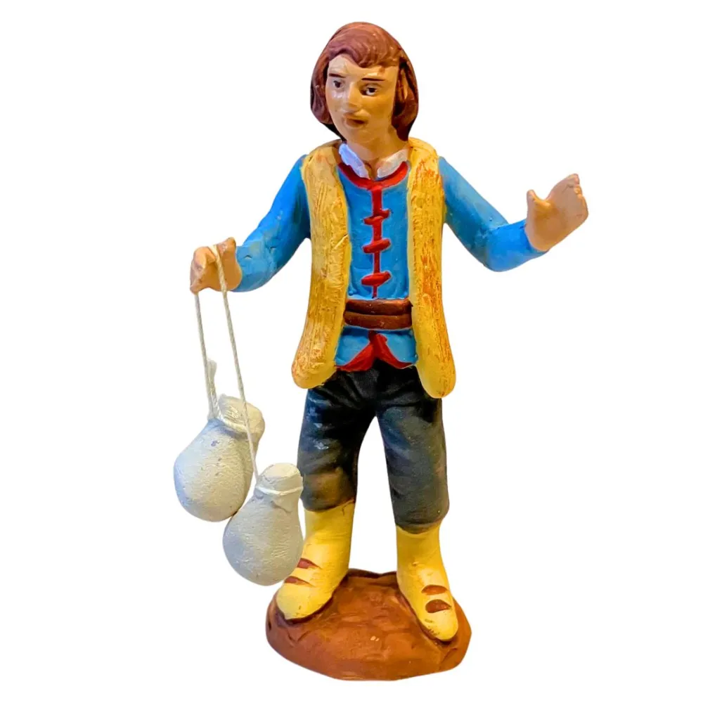 10 cm Terracotta Young Man with Caciocavallo Cheeses