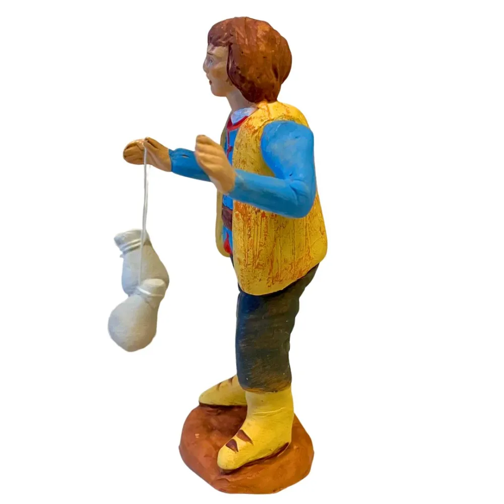 10 cm Terracotta Young Man with Caciocavallo Cheeses
