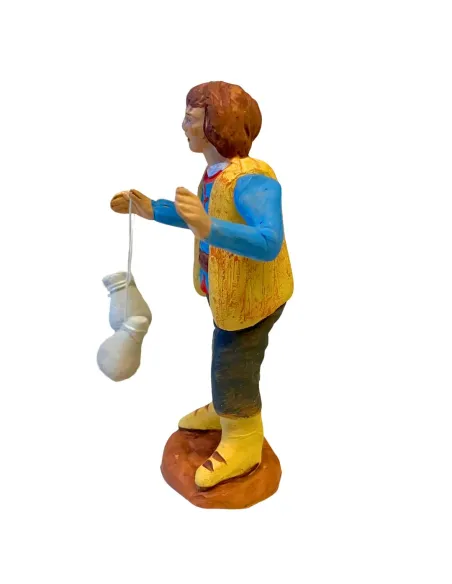 10 cm Terracotta Young Man with Caciocavallo Cheeses