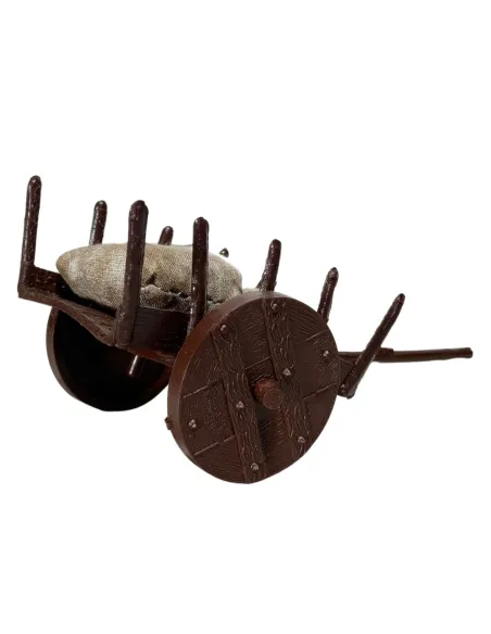 Carretto in pvc con sacco in juta per statue da 8-10 cm