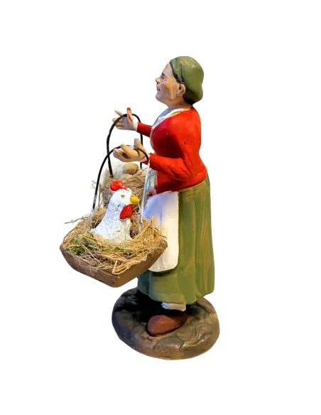 12 cm Terracotta Woman with Hen and Egg Baskets