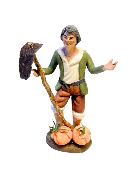 Contadino con zappa in terracotta 12 cm