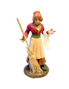 Donna con scopa in terracotta 12 cm