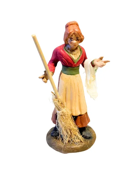 12 cm Terracotta Woman with Broom