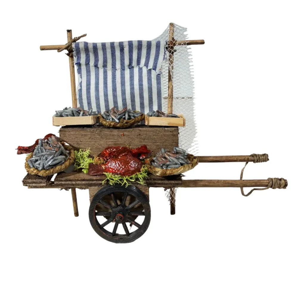 Wooden Fish Cart for 8–10 cm Nativity Figures