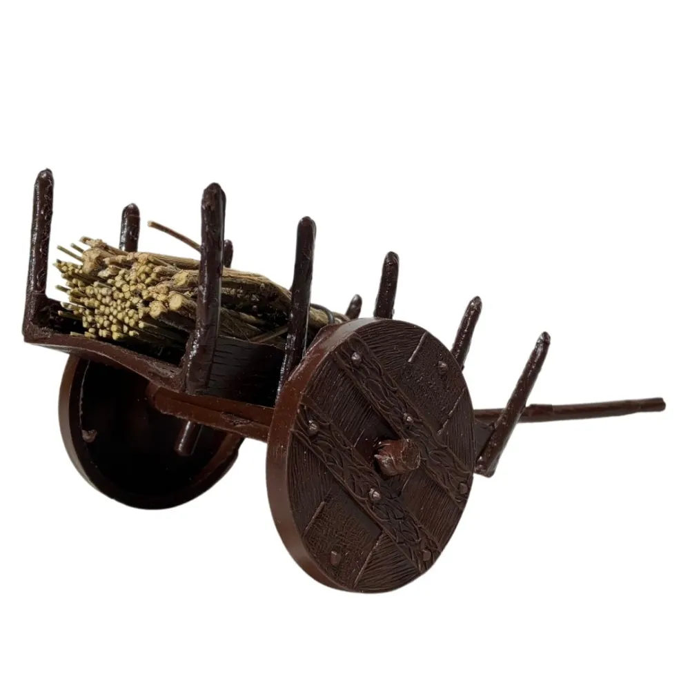 PVC Cart with Firewood Bundle for 8–10 cm Nativity Figures