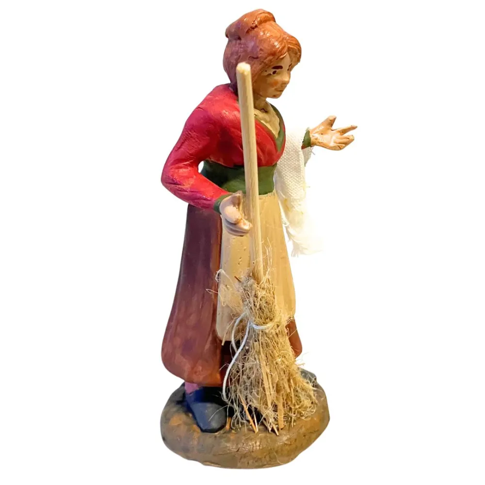 12 cm Terracotta Woman with Broom