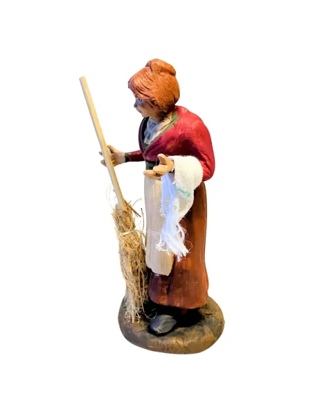 12 cm Terracotta Woman with Broom