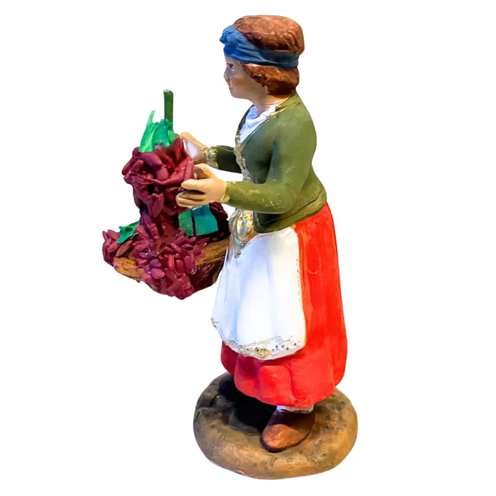 12 cm Terracotta Woman with Grapes