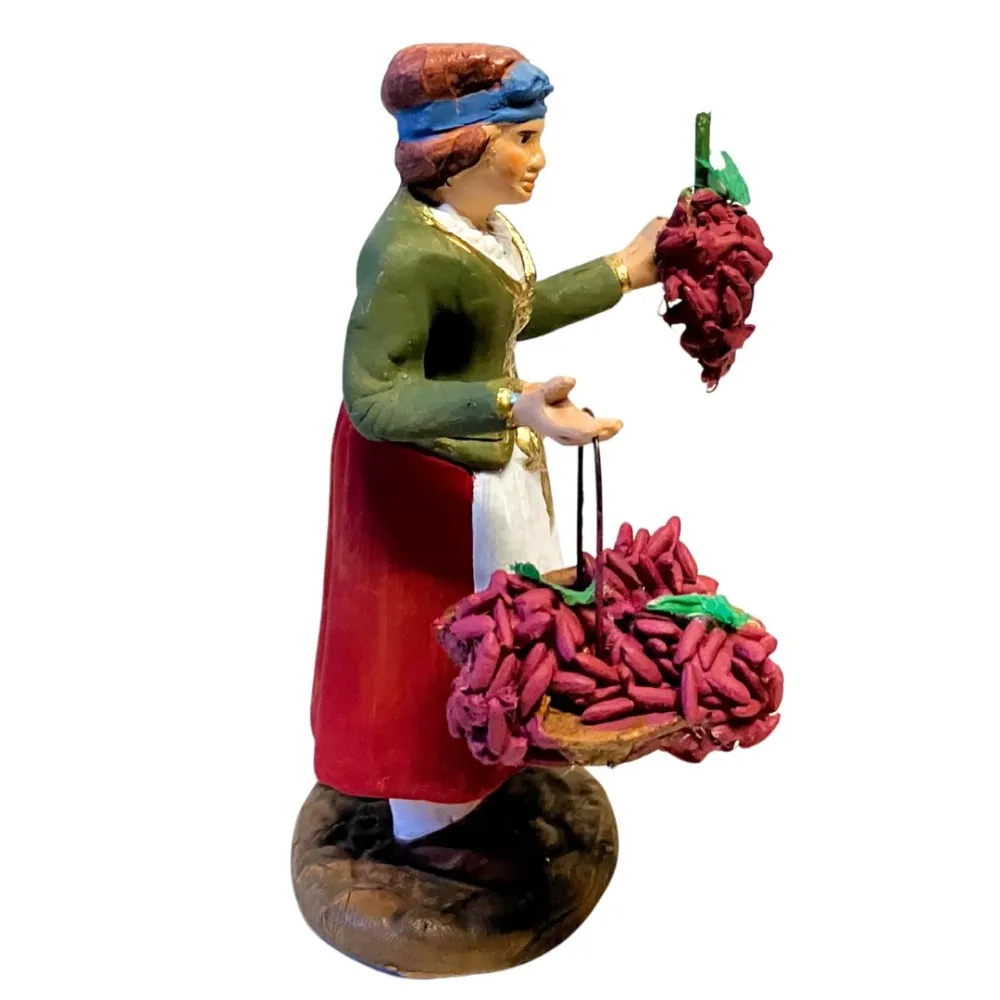 12 cm Terracotta Woman with Grapes