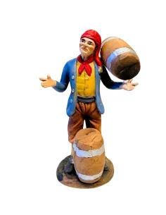 Uomo con 2 botti in terracotta 12 cm