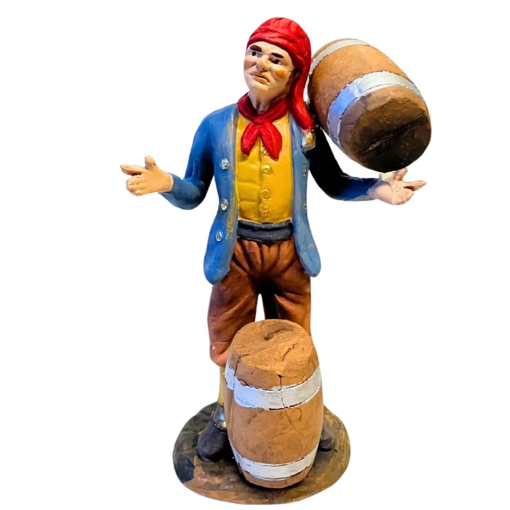 12 cm Terracotta Man with Two Barrels