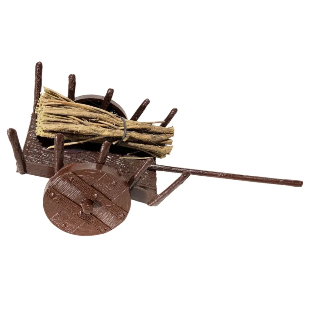 PVC Cart with Firewood Bundle for 8–10 cm Nativity Figures