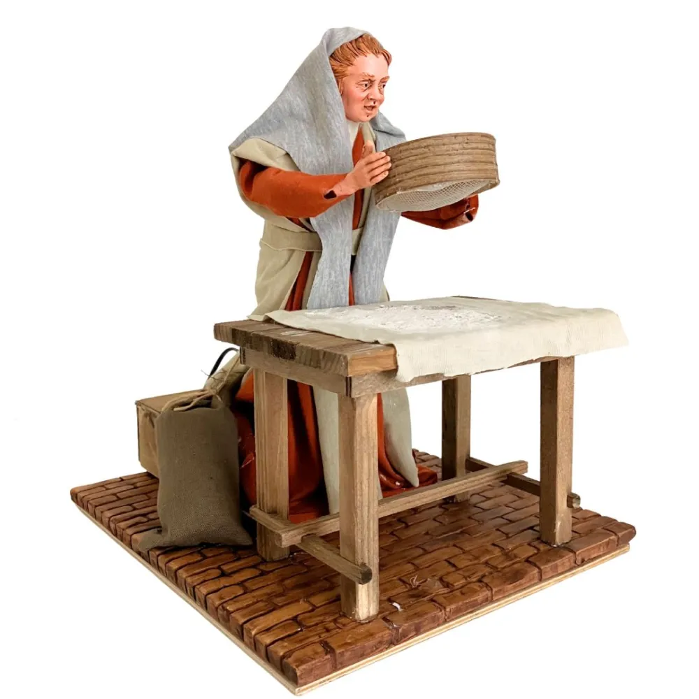 Animated Palestinian Woman Sifting Flour - 30 cm