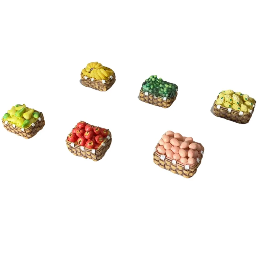 Set of 6 Resin Baskets with Fruit and Eggs for 20–25 cm Nativity Figures