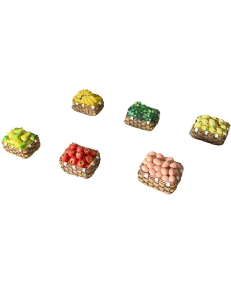 Set of 6 Resin Baskets with Fruit and Eggs for 20–25 cm Nativity Figures