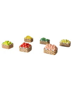 Set of 6 Resin Baskets with Fruit and Eggs for 20–25 cm Nativity Figures 2