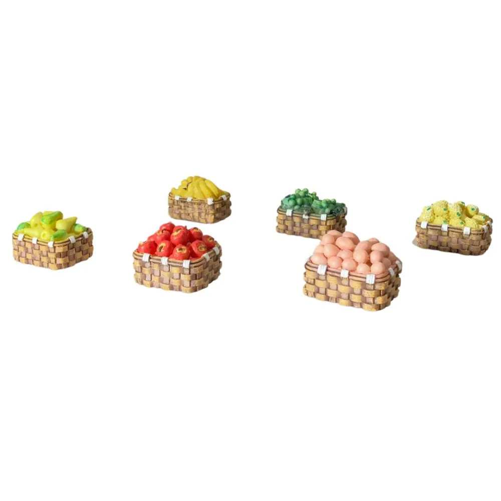 Set of 6 Resin Baskets with Fruit and Eggs for 20–25 cm Nativity Figures