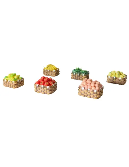 Set of 6 Resin Baskets with Fruit and Eggs for 20–25 cm Nativity Figures