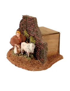 Animated PVC Landi Milking Woman for 10 cm Nativity Figures