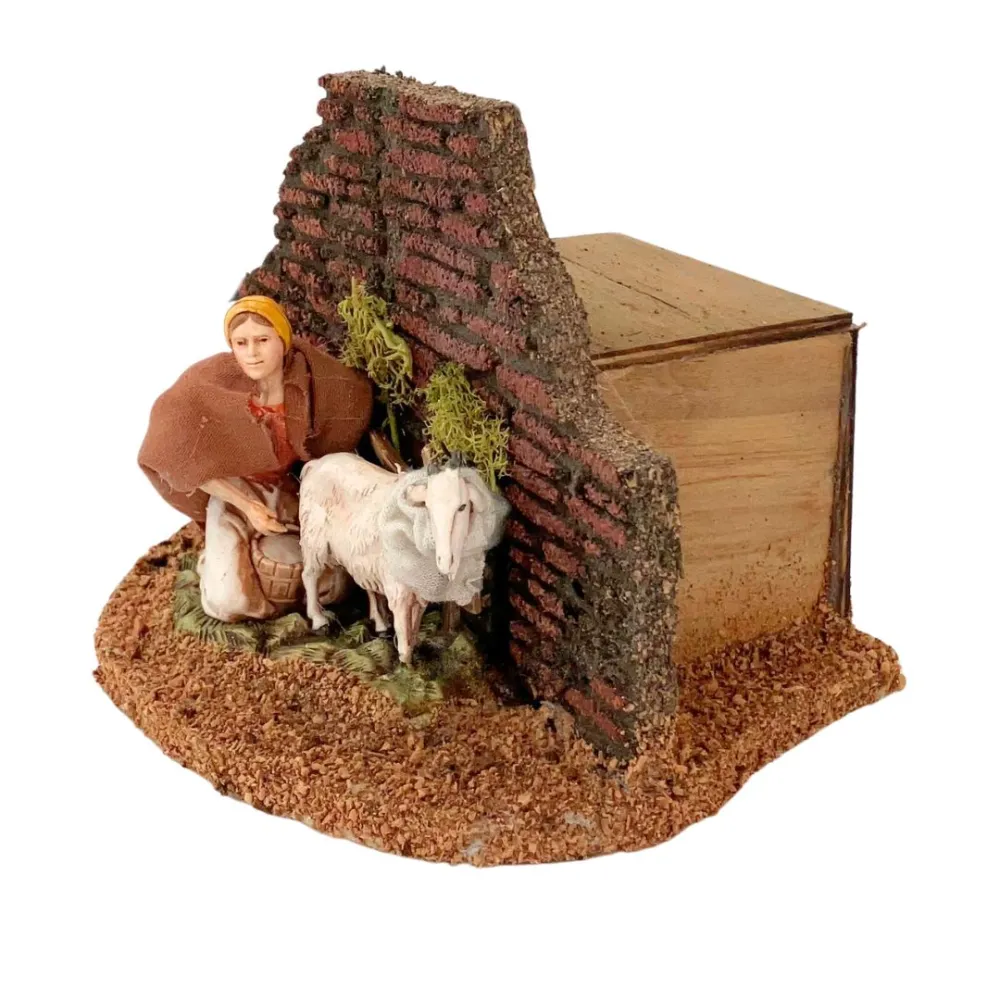 Animated PVC Landi Milking Woman for 10 cm Nativity Figures