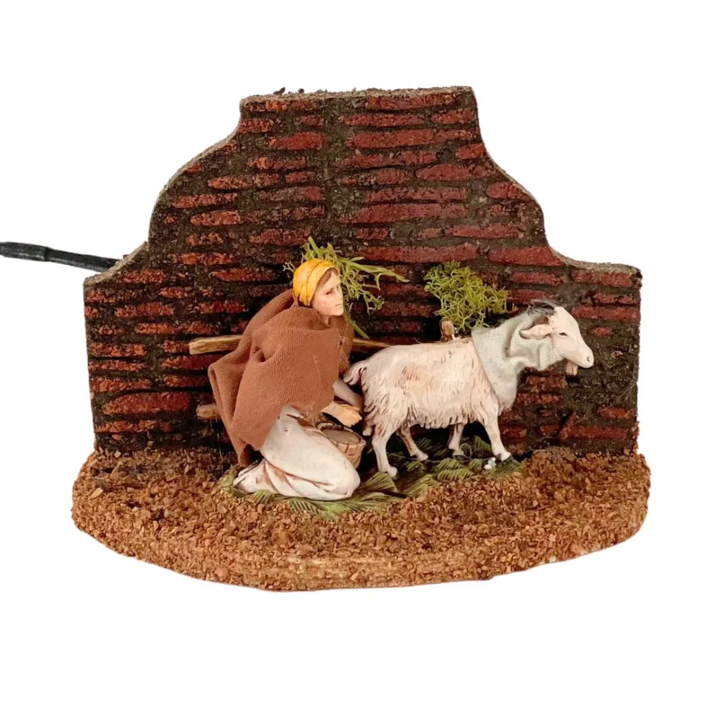 Animated PVC Landi Milking Woman for 10 cm Nativity Figures