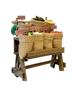Bancarella con frutta e ortaggi per statue da 10-15 cm